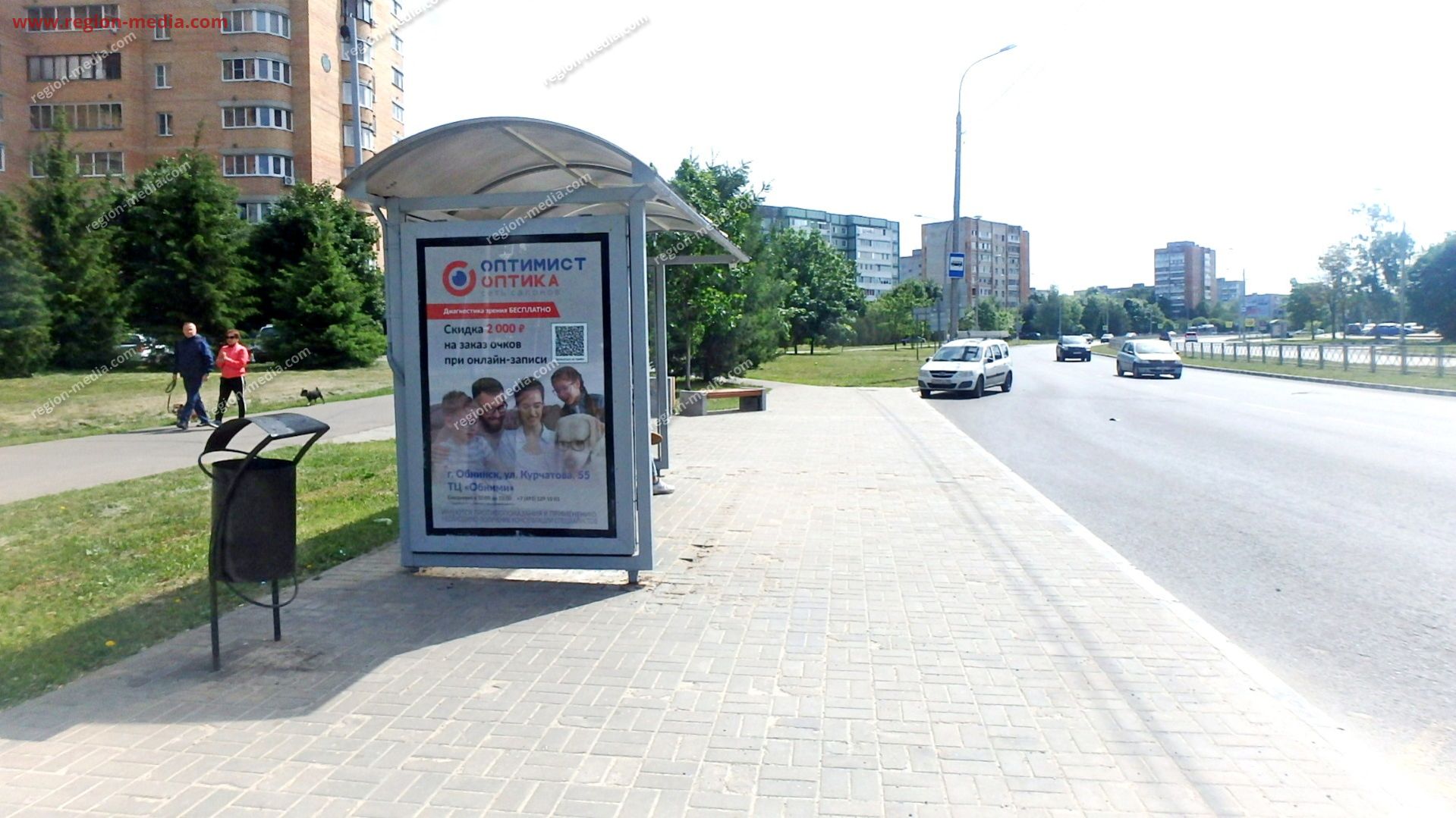 Размещение рекламы на остановках нашего клиента "Оптимист Оптика" в г. Обнинск